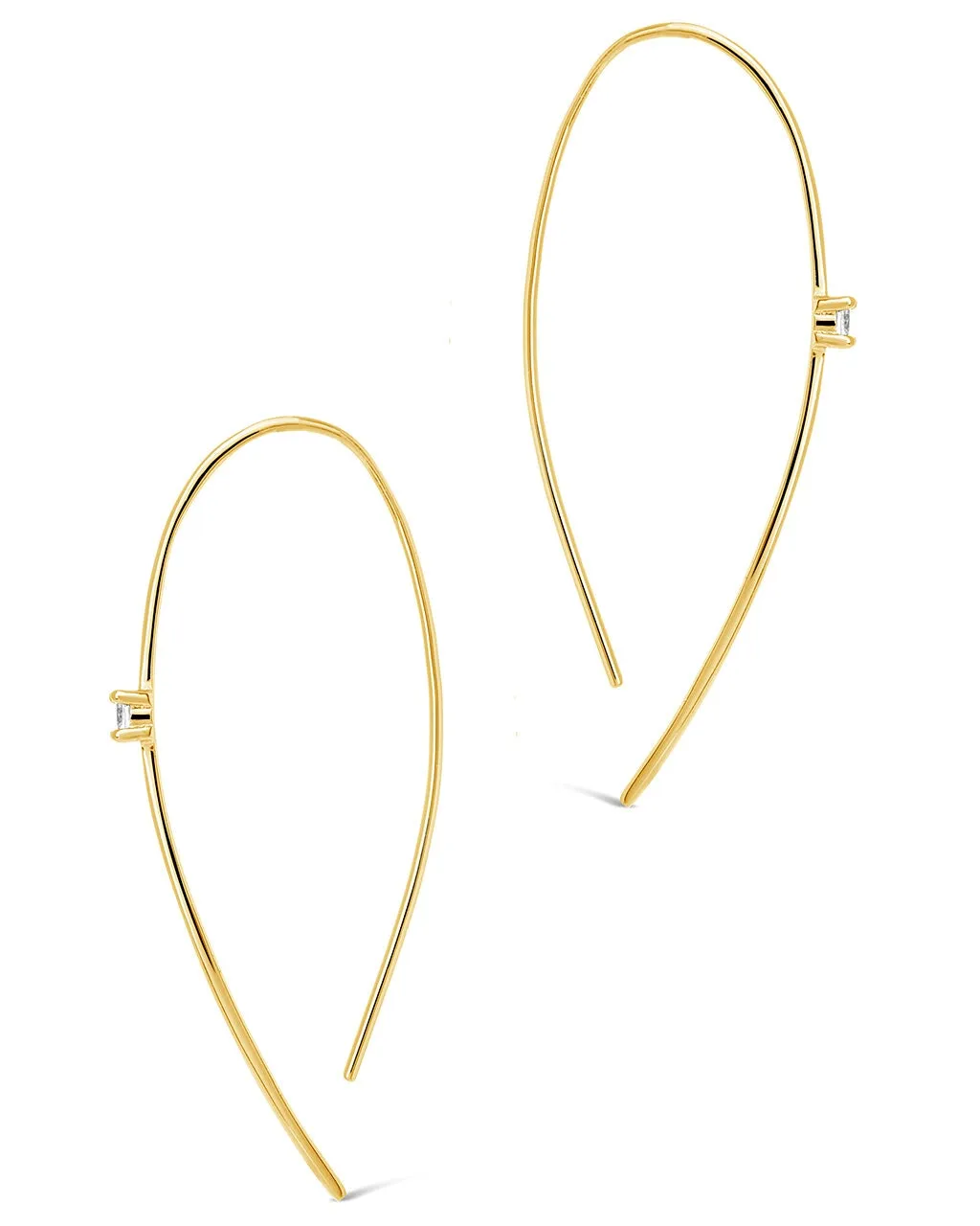 Sterling Silver CZ Studded Threader Earrings