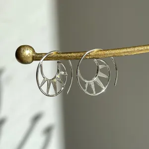 Sterling Silver Geometric Triangles Hoop Threader Earrings