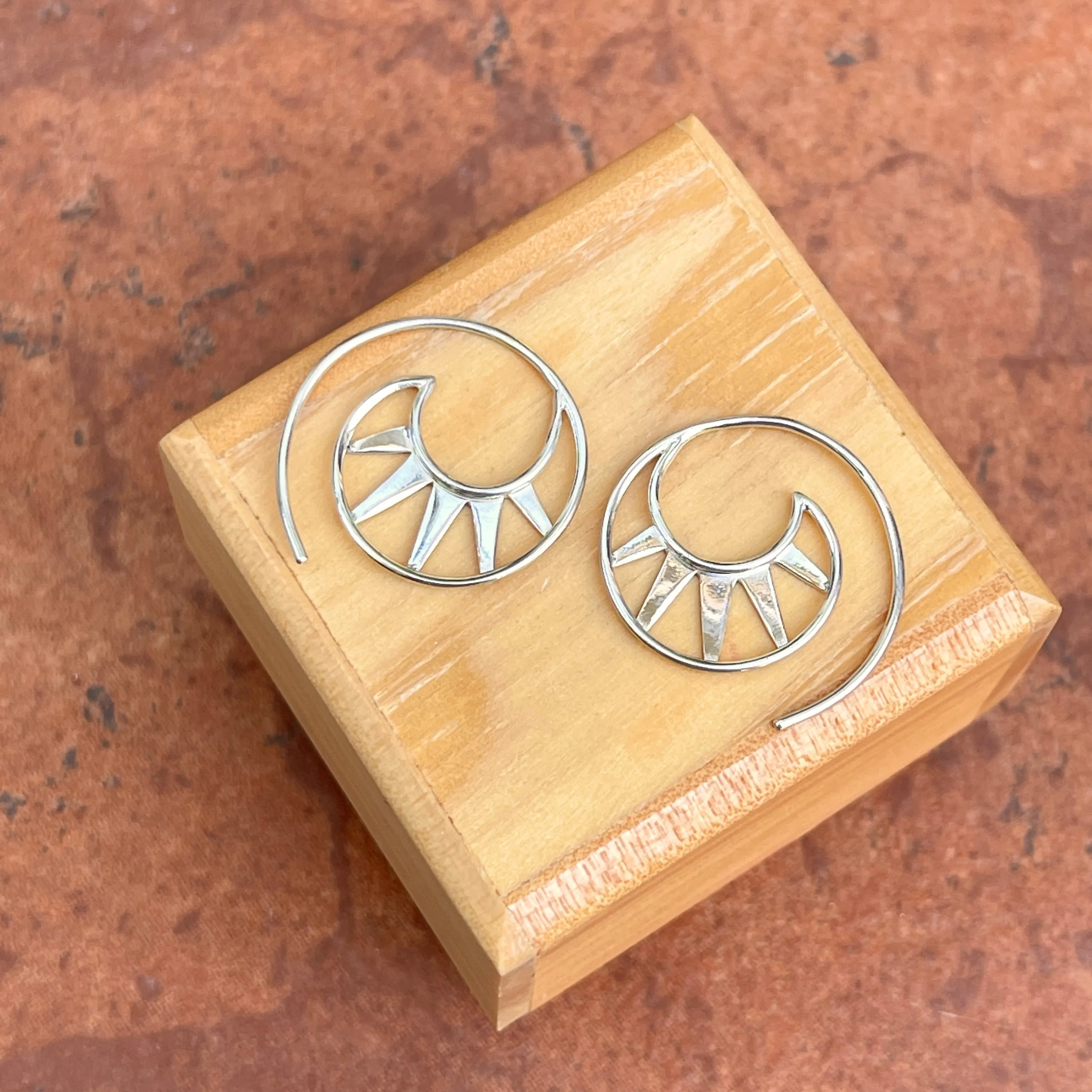 Sterling Silver Geometric Triangles Hoop Threader Earrings