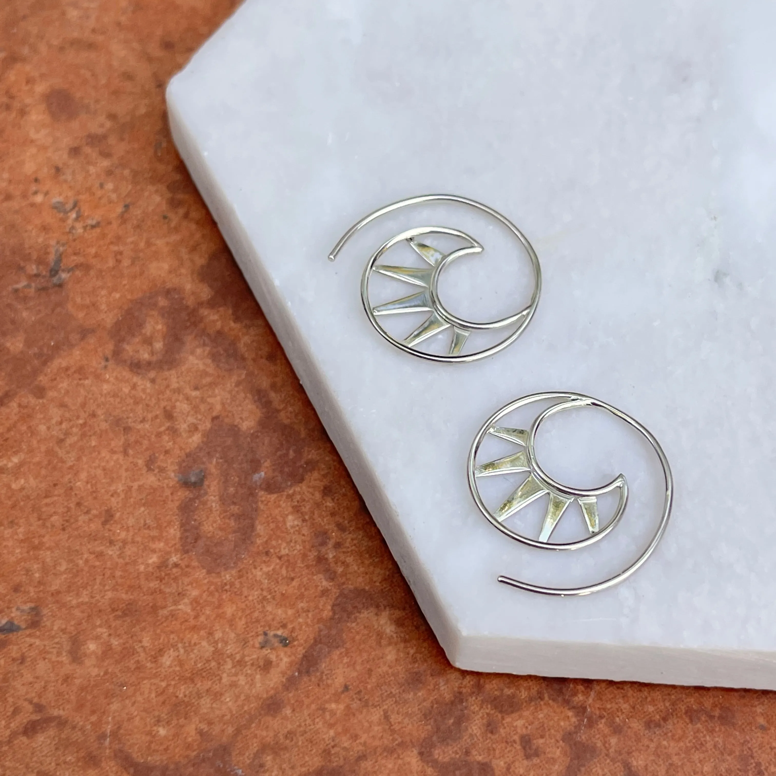 Sterling Silver Geometric Triangles Hoop Threader Earrings