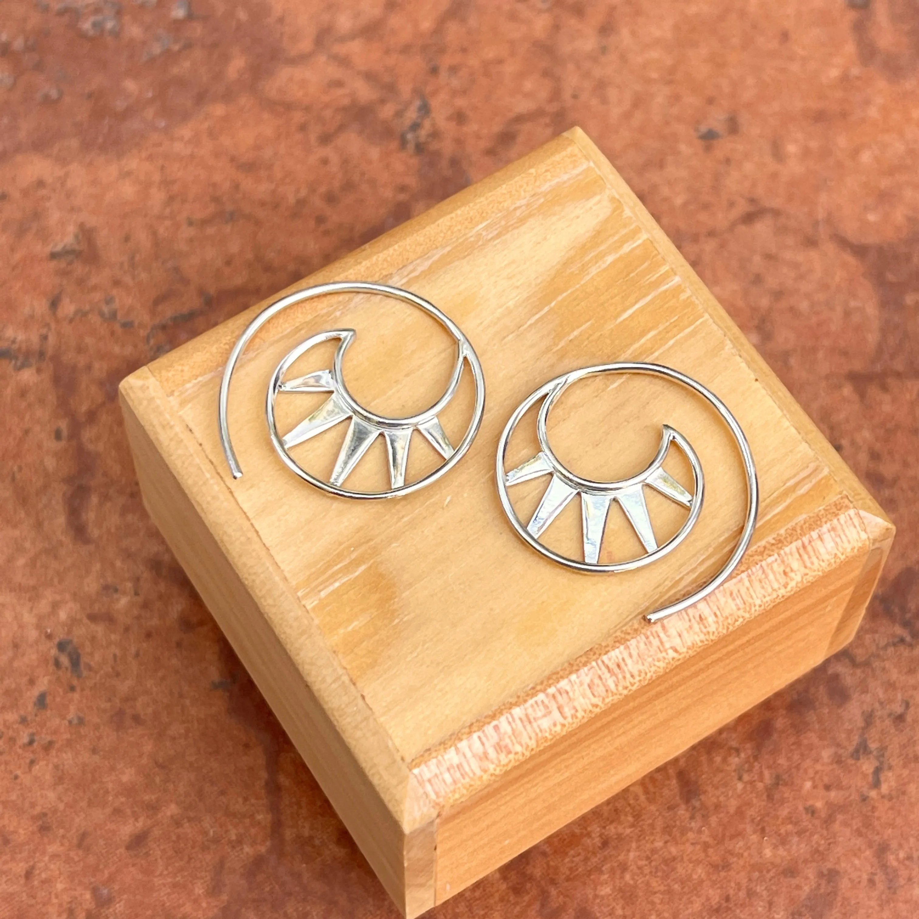 Sterling Silver Geometric Triangles Hoop Threader Earrings