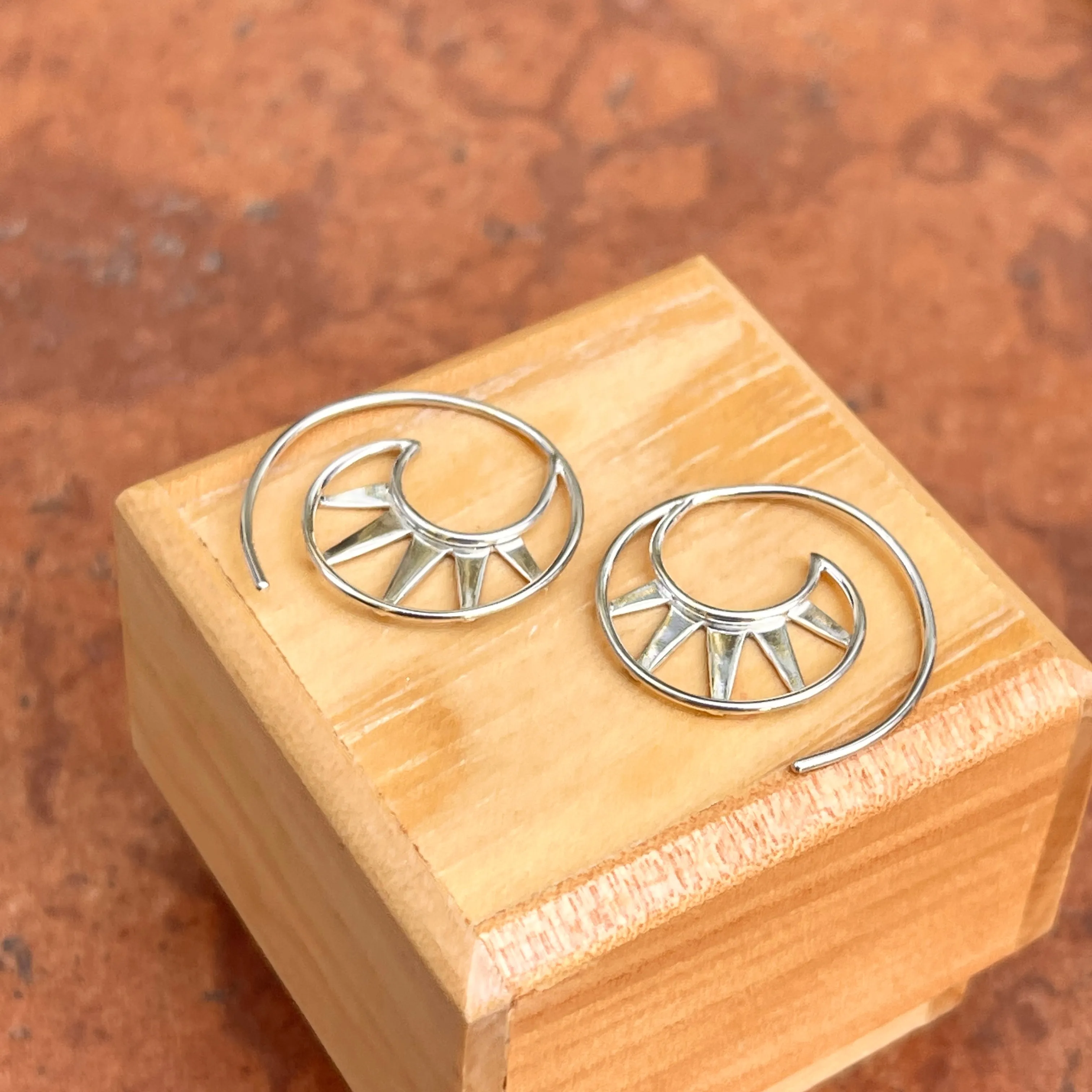 Sterling Silver Geometric Triangles Hoop Threader Earrings