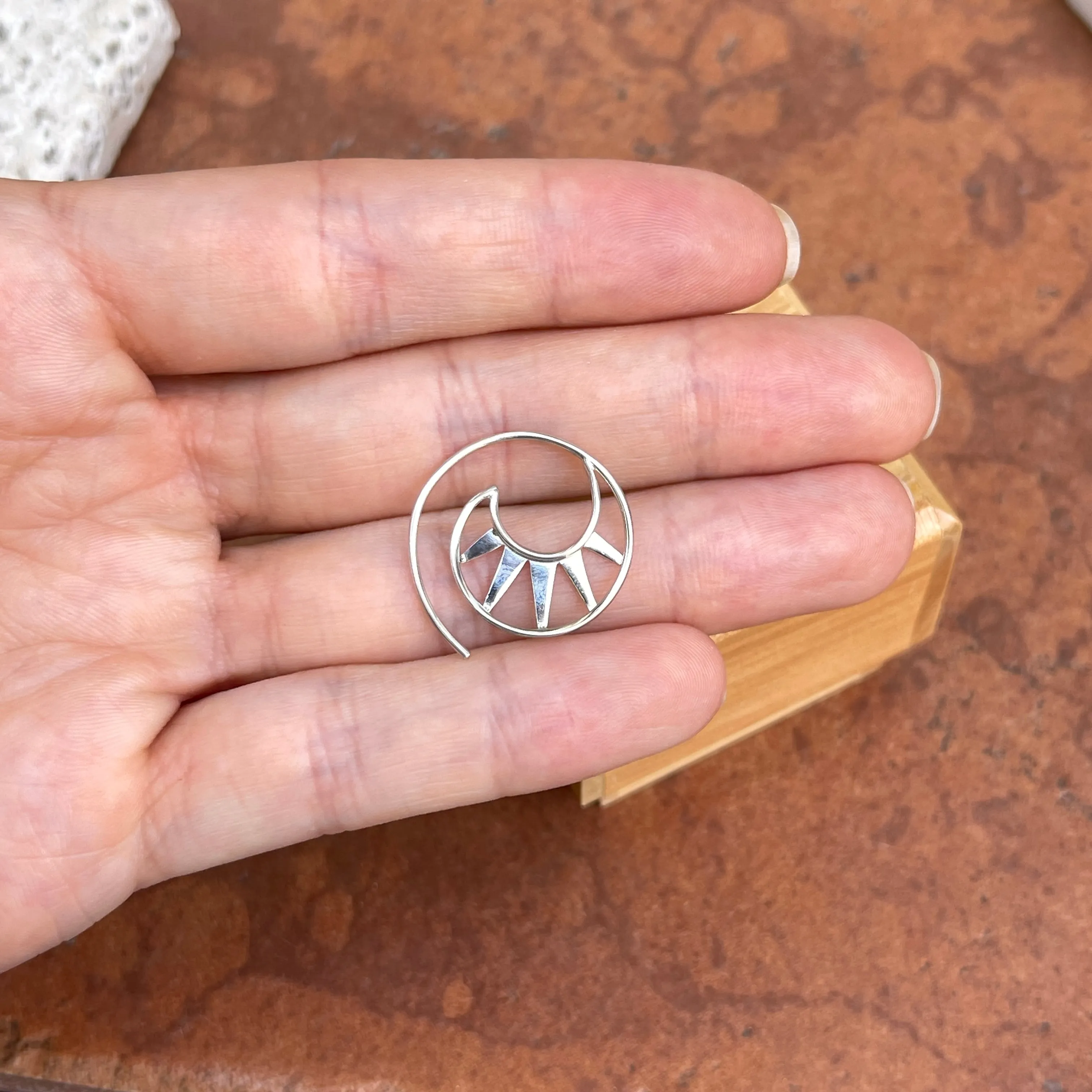 Sterling Silver Geometric Triangles Hoop Threader Earrings