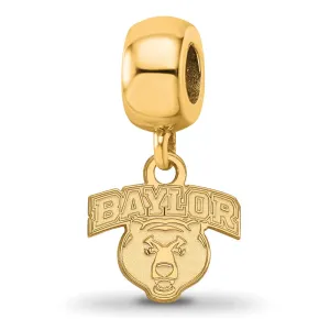 Sterling Silver Gold-plated LogoArt Baylor University Extra Small Dangle Bead Charm