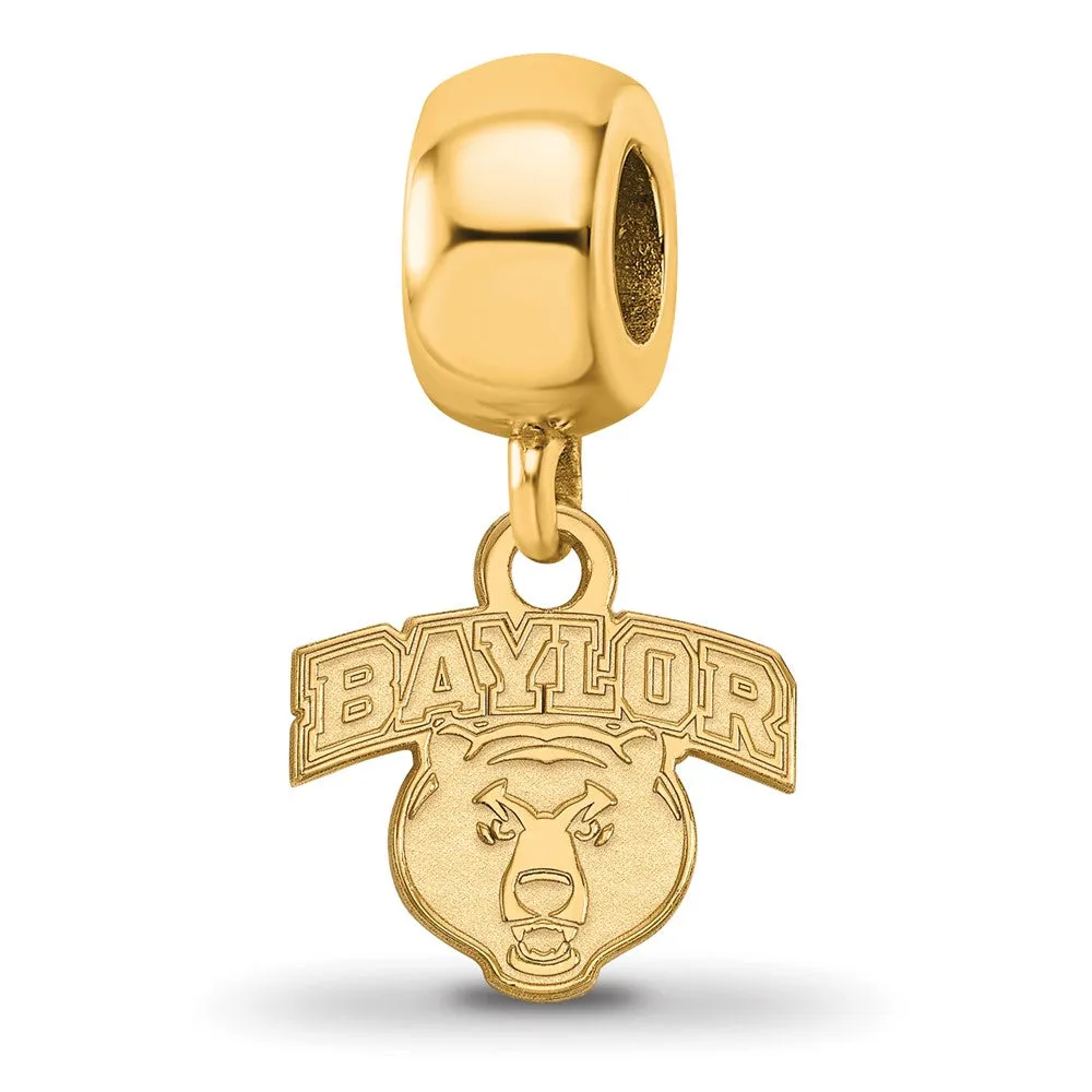 Sterling Silver Gold-plated LogoArt Baylor University Extra Small Dangle Bead Charm