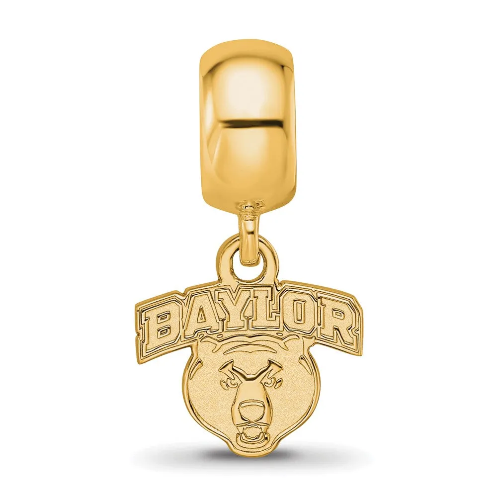 Sterling Silver Gold-plated LogoArt Baylor University Extra Small Dangle Bead Charm