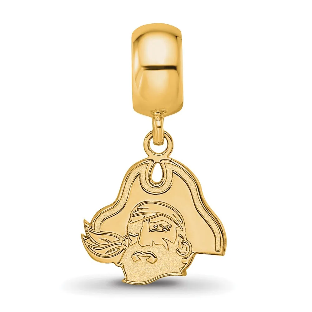 Sterling Silver Gold-plated LogoArt East Carolina University Pirate Extra Small Dangle Bead Charm
