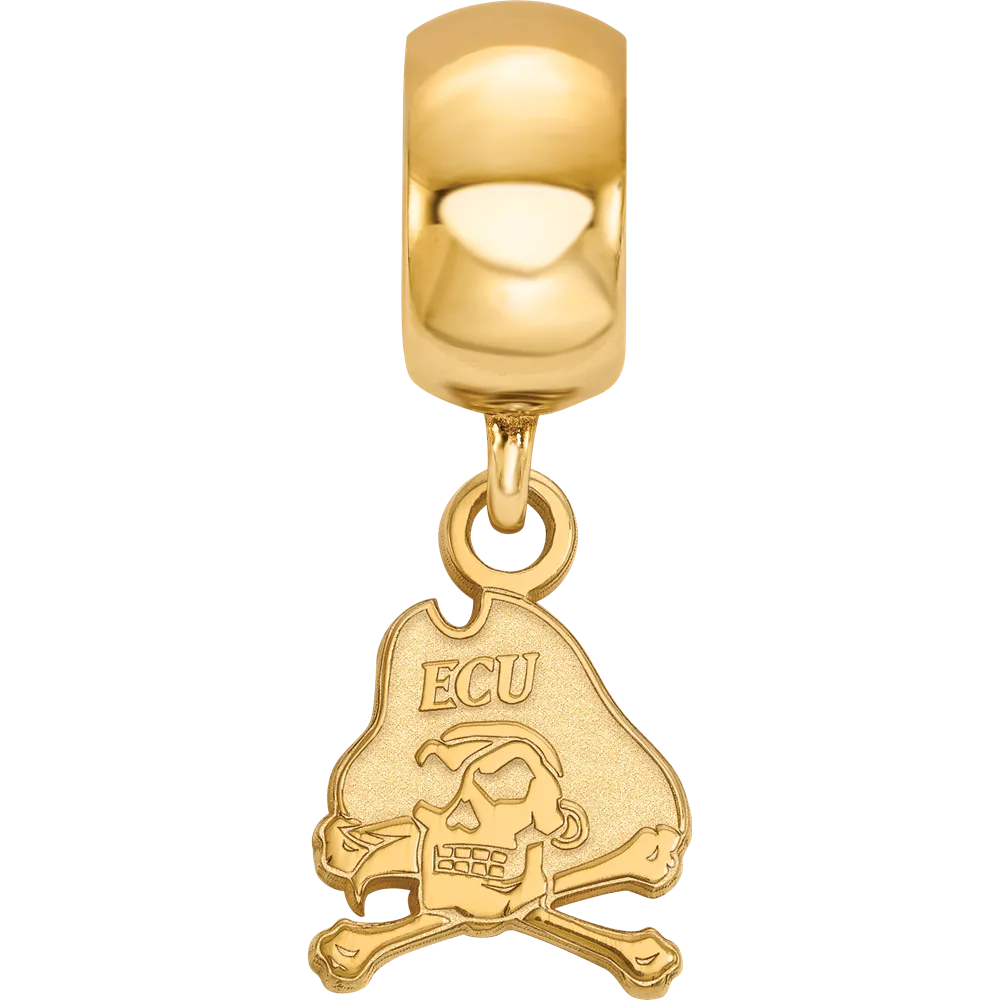 Sterling Silver Gold-plated LogoArt East Carolina University Pirate Extra Small Dangle Bead Charm