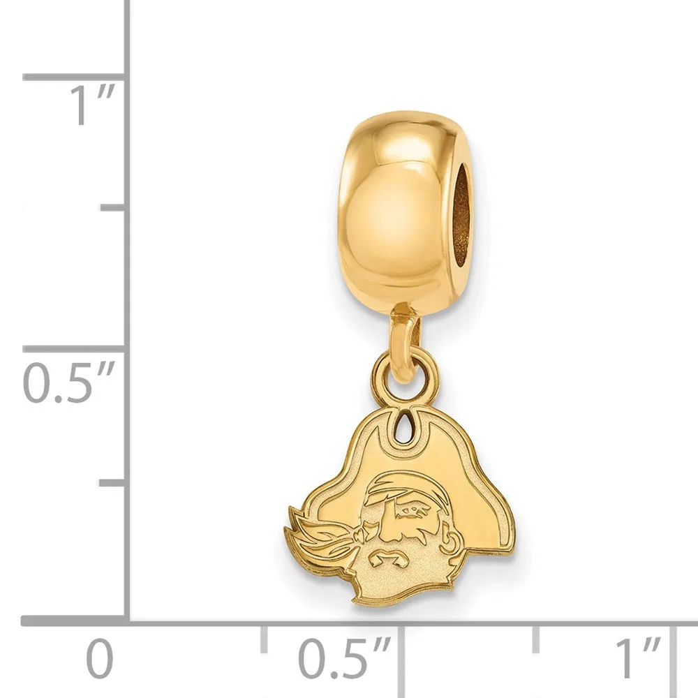 Sterling Silver Gold-plated LogoArt East Carolina University Pirate Extra Small Dangle Bead Charm