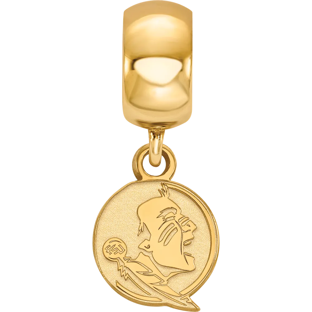 Sterling Silver Gold-plated LogoArt Florida State University Seminole Extra Small Dangle Bead Charm