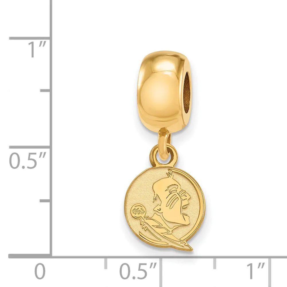 Sterling Silver Gold-plated LogoArt Florida State University Seminole Extra Small Dangle Bead Charm