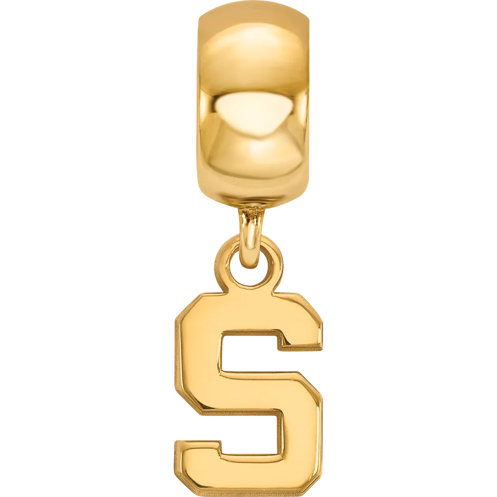Sterling Silver Gold-plated LogoArt Michigan State University Letter S Extra Small Dangle Bead Charm