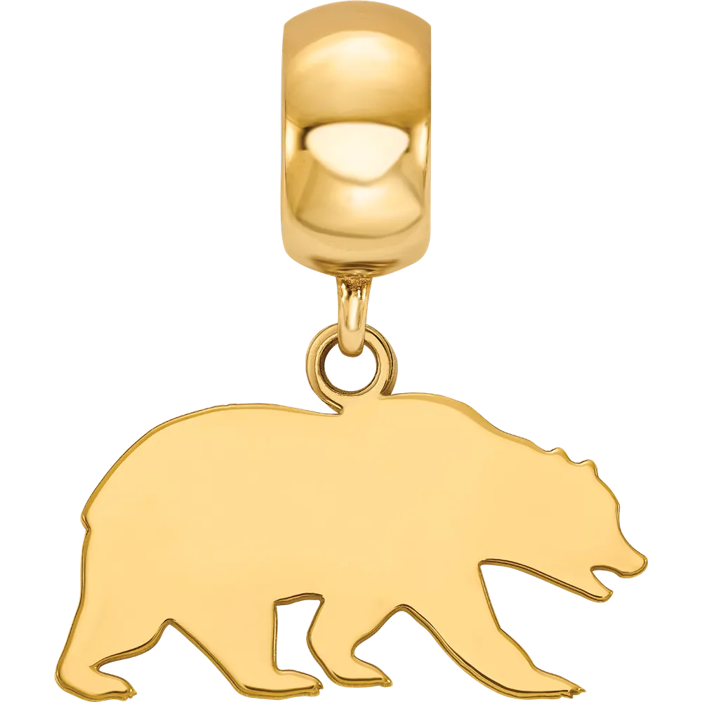 Sterling Silver Gold-plated LogoArt University of California Berkeley Bear Small Dangle Bead Charm