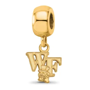 Sterling Silver Gold-plated LogoArt Wake Forest University W-F Deacon Extra Small Dangle Bead Charm