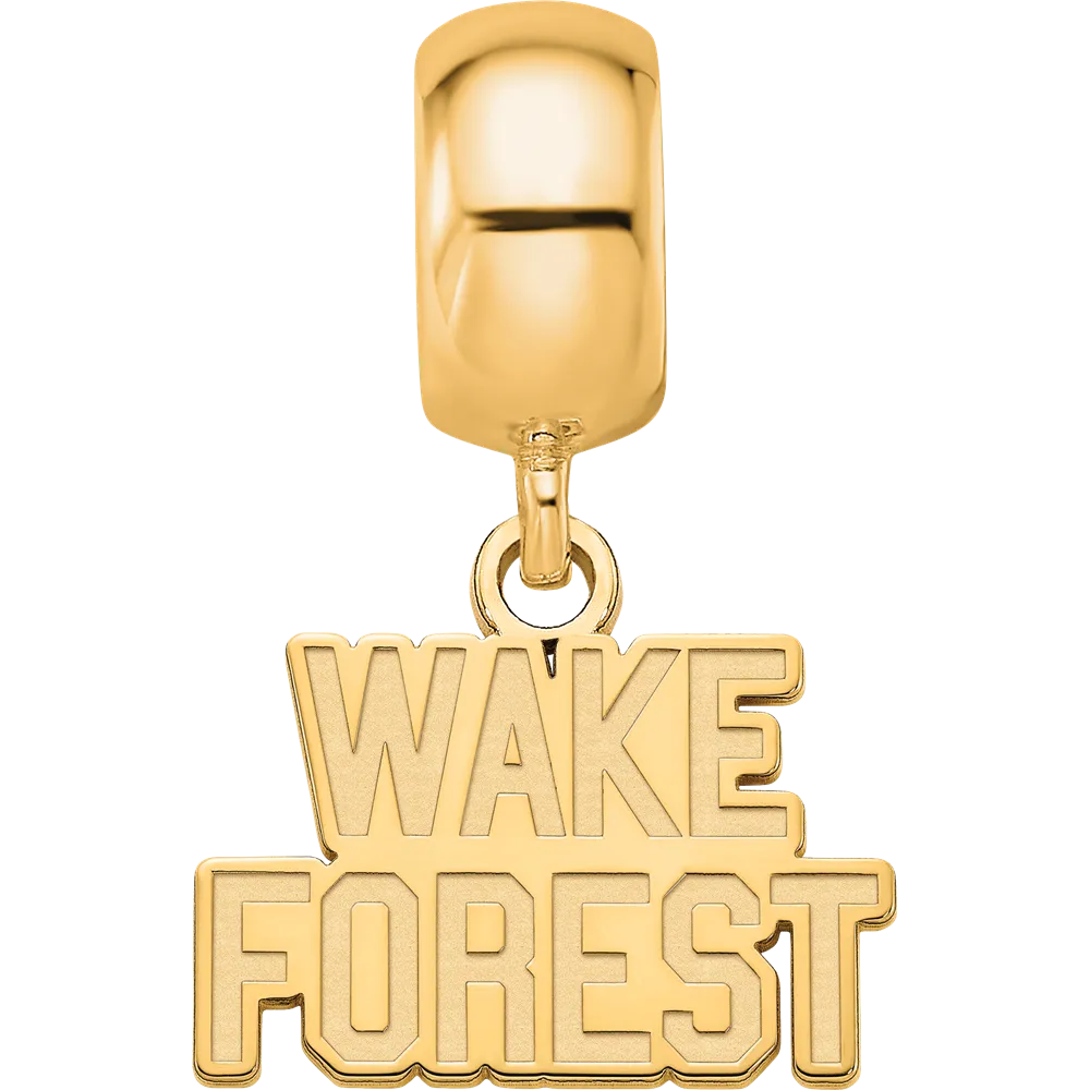 Sterling Silver Gold-plated LogoArt Wake Forest University W-F Deacon Extra Small Dangle Bead Charm