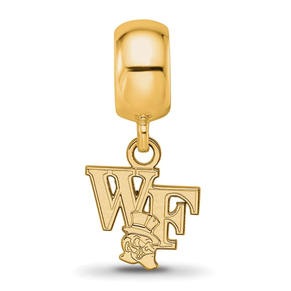 Sterling Silver Gold-plated LogoArt Wake Forest University W-F Deacon Extra Small Dangle Bead Charm
