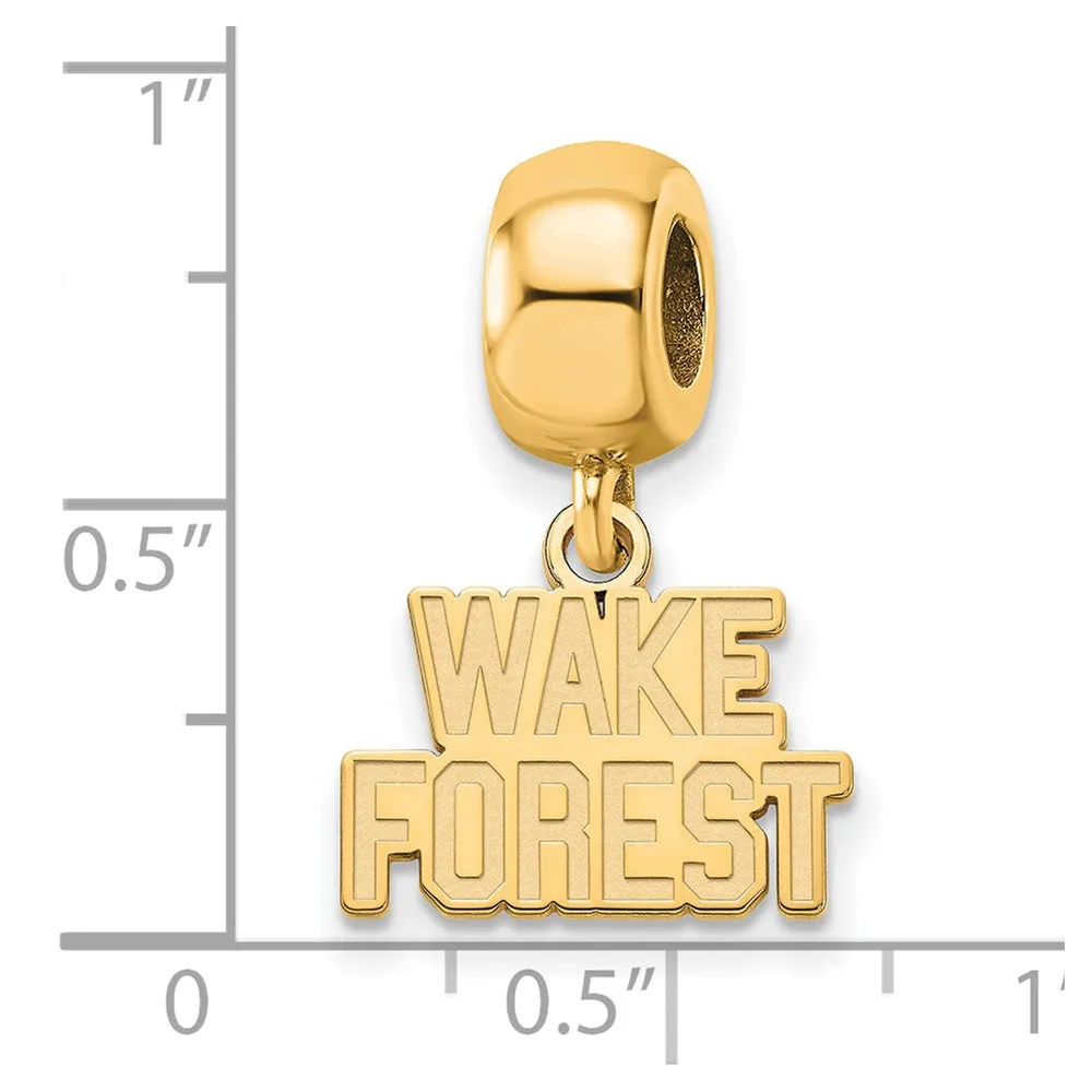 Sterling Silver Gold-plated LogoArt Wake Forest University W-F Deacon Extra Small Dangle Bead Charm