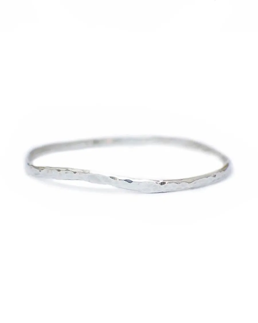 Sterling Silver Hammered Wave Bangle