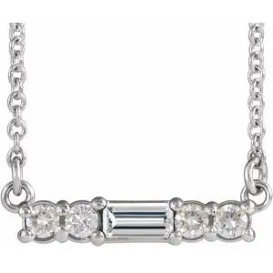 Sterling Silver Multi-Shape Cubic Zirconia Bar 16" Necklace