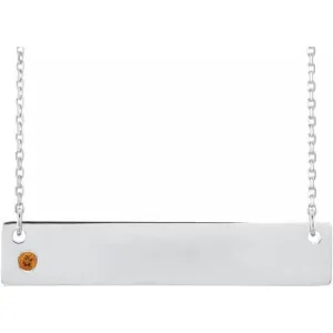 Sterling Silver Natural Citrine Family Bar 16-18" Necklace