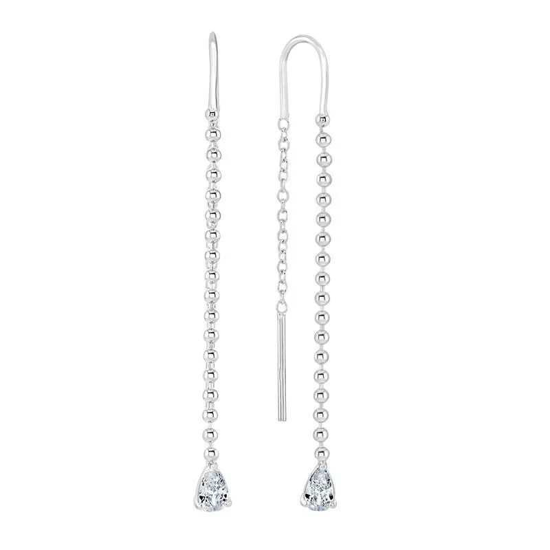 Sterling Silver Pull Through Teardrop Earrings