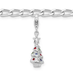 Sterling Silver Rhodium plated Multi Glass Stone Tree Bracelet