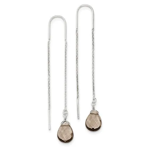 Sterling Silver Smoky Crystal Threader Earrings