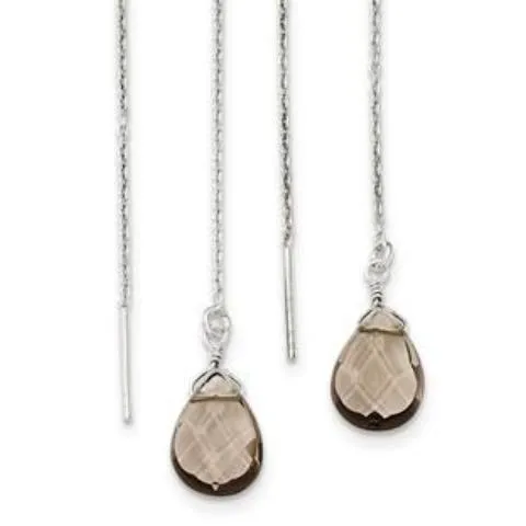 Sterling Silver Smoky Crystal Threader Earrings