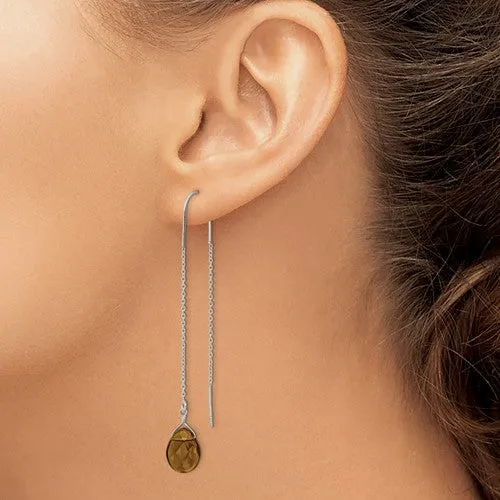 Sterling Silver Smoky Crystal Threader Earrings