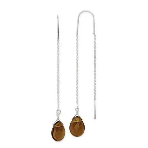 Sterling Silver Smoky Crystal Threader Earrings