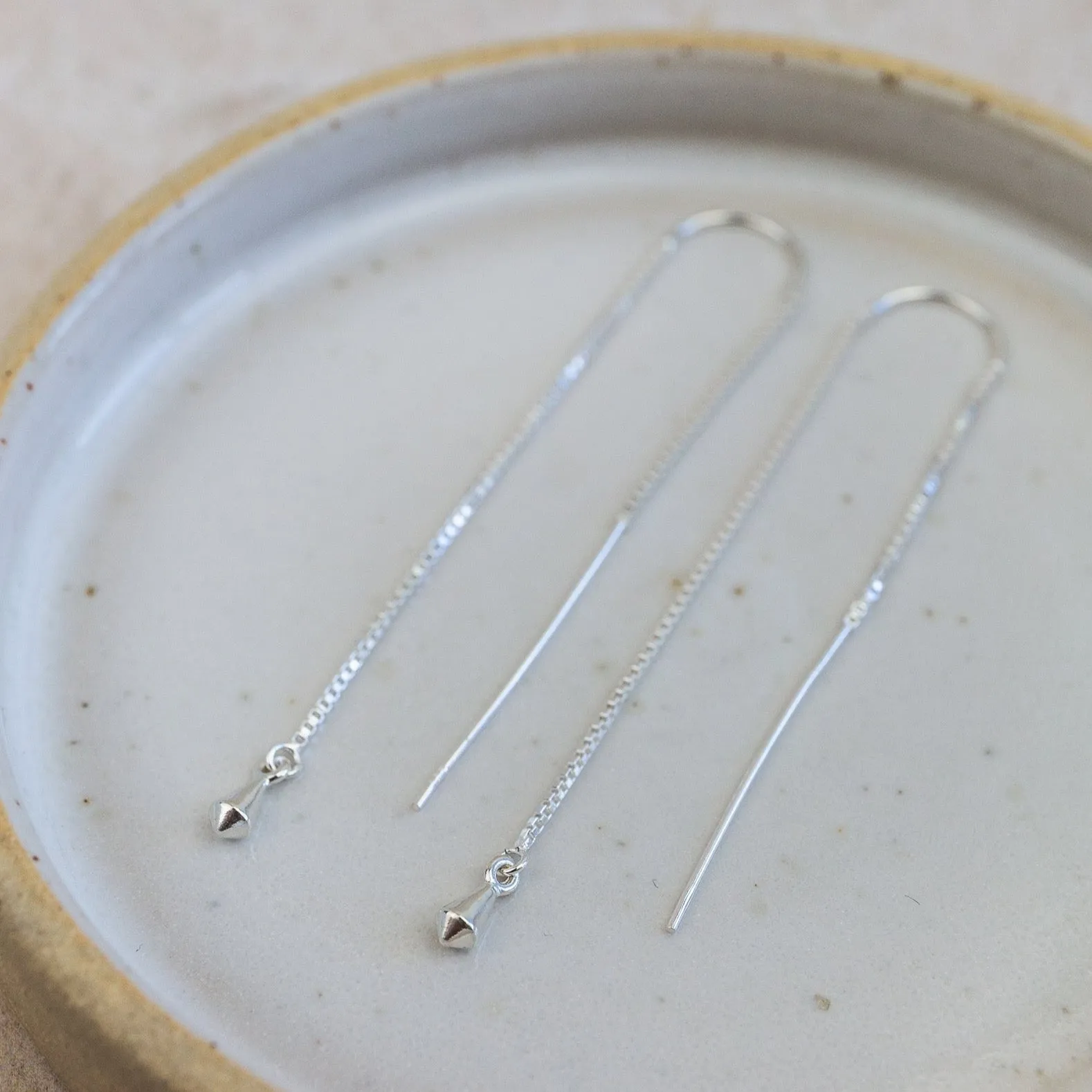 Sterling Silver Threader Earrings with Pendulum Charm