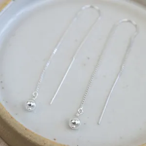 Sterling Silver Threader Earrings with Sterling Silver Beads