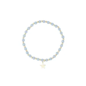 STONE BEAD BRACELET 4 MM W/GOLD BEADS 501 BLUE