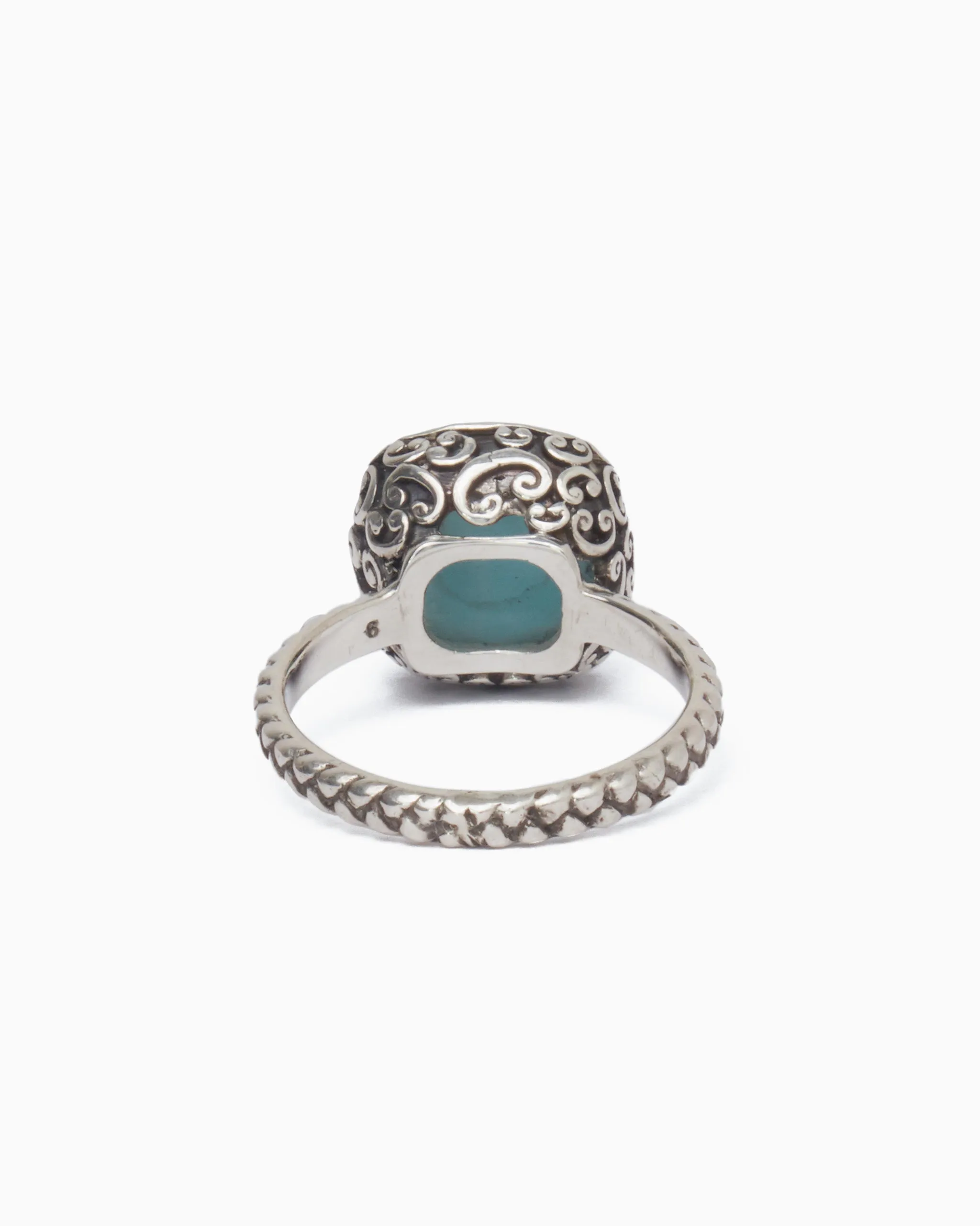 Stone Ring with Petroglyph Setting - Larimar
