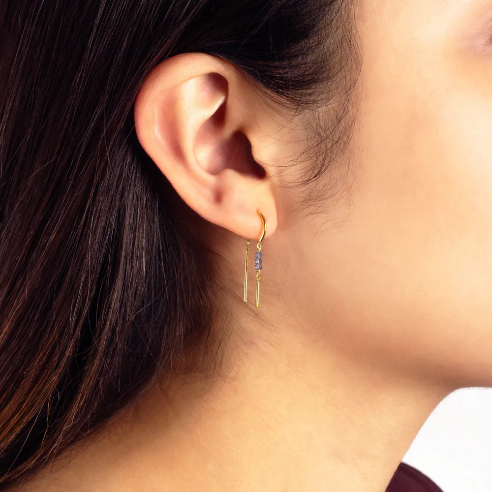 Stony Tiny Dancer Threaders in Iolite & Gold - 1" L