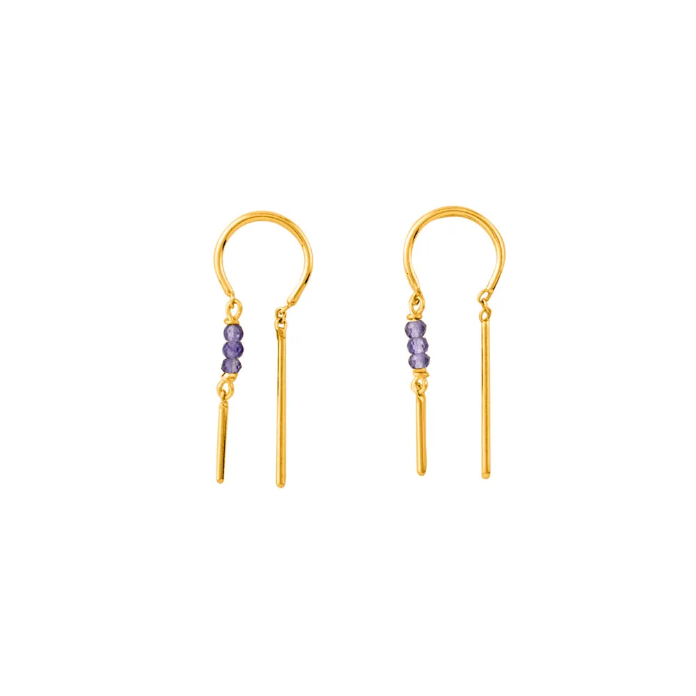 Stony Tiny Dancer Threaders in Iolite & Gold - 1" L