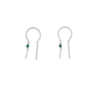 Stony Tiny Dancer Threaders in Malachite & Silver - 3/4" L