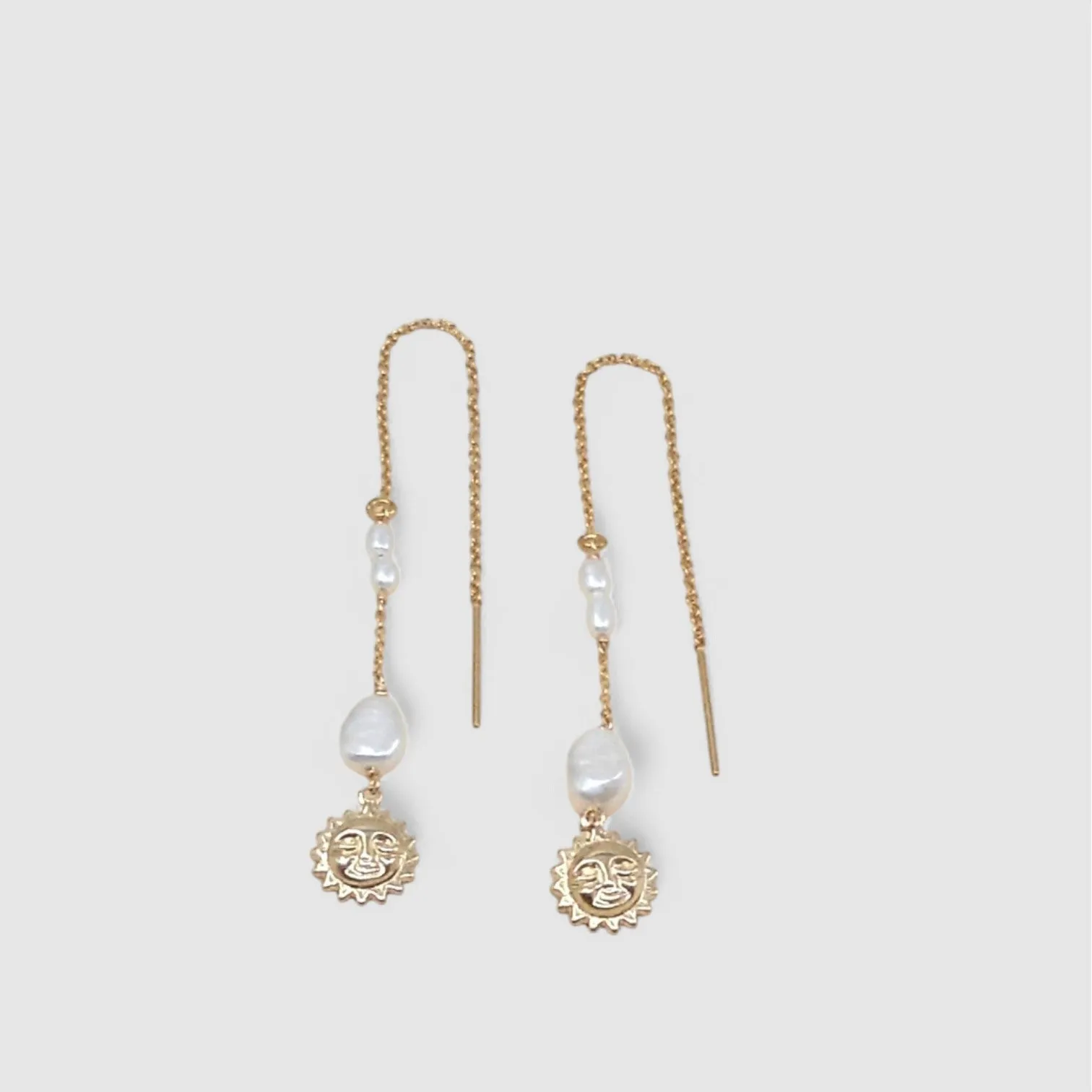 Sun & Pearl Threader Earrings