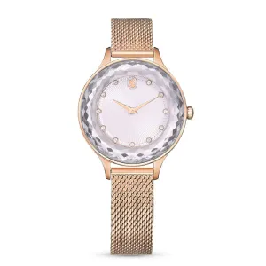Swarovski Octea Nova Rose Gold Mesh Bracelet Silver Dial Quartz Watch for Ladies - 5650011