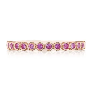 Tacori Sculpted Crescent 18K Rose Gold Pink Sapphire 3/4 Way Wedding band 200-234PKSPK