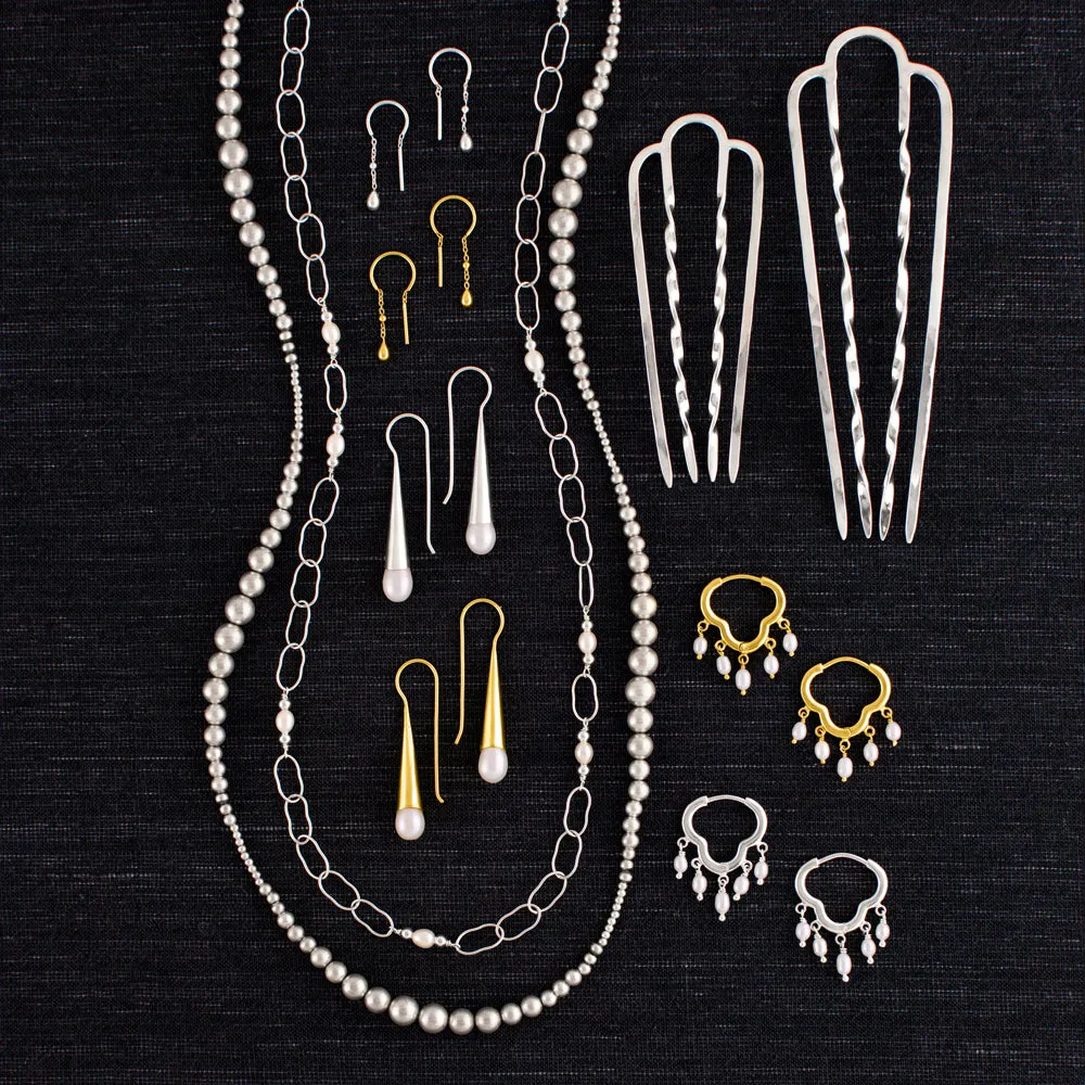 Teardrop Dancer Threaders in Silver- Bottom Teardrop