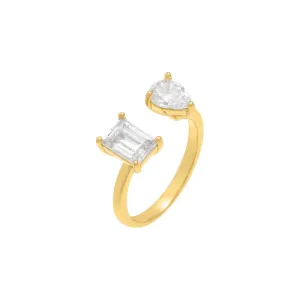 Teardrop X Emerald Open Ring