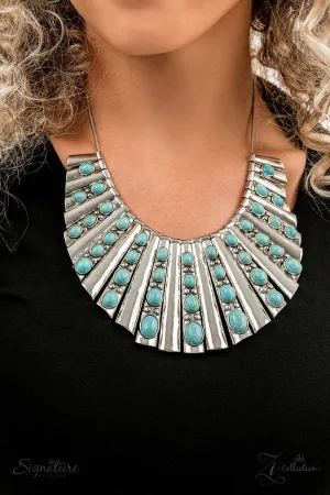The Ebony - 2022 Zi Collection - Turquoise Stone Silver Statement Paparazzi Necklace