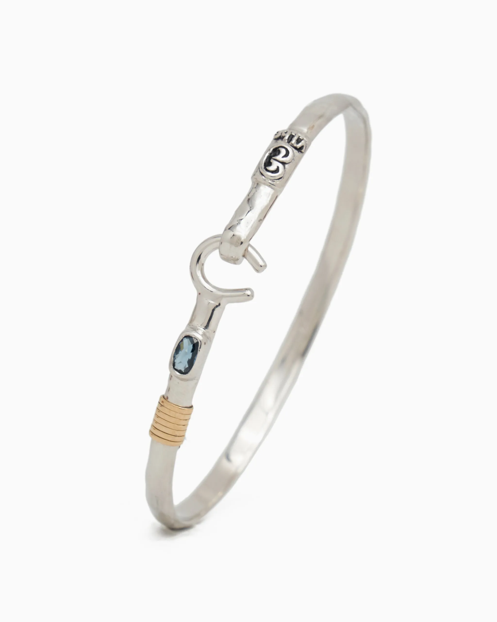 The Hook Bracelet with Stone, 4mm - London Blue Topaz