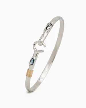 The Hook Bracelet with Stone, 4mm - London Blue Topaz