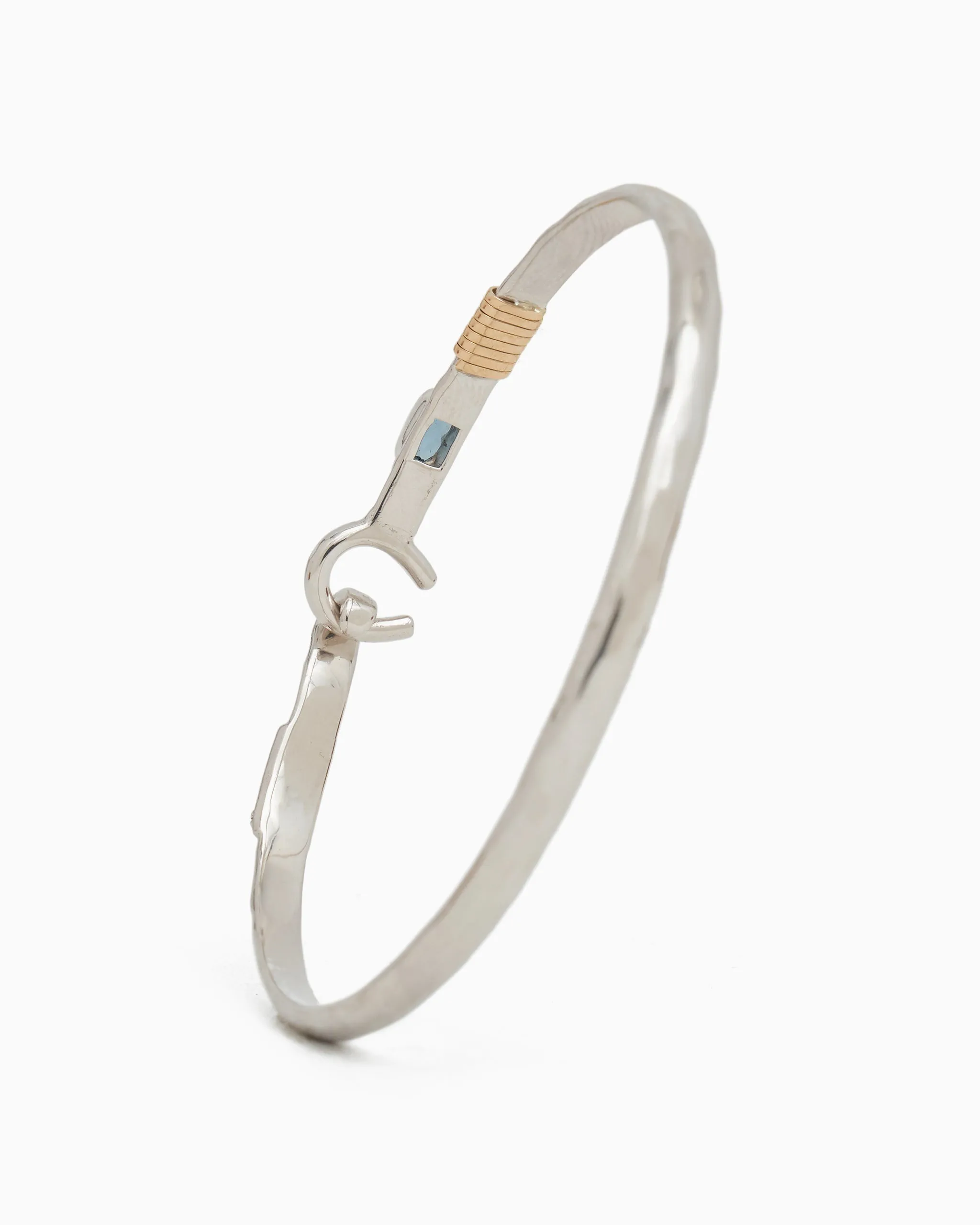 The Hook Bracelet with Stone, 4mm - London Blue Topaz