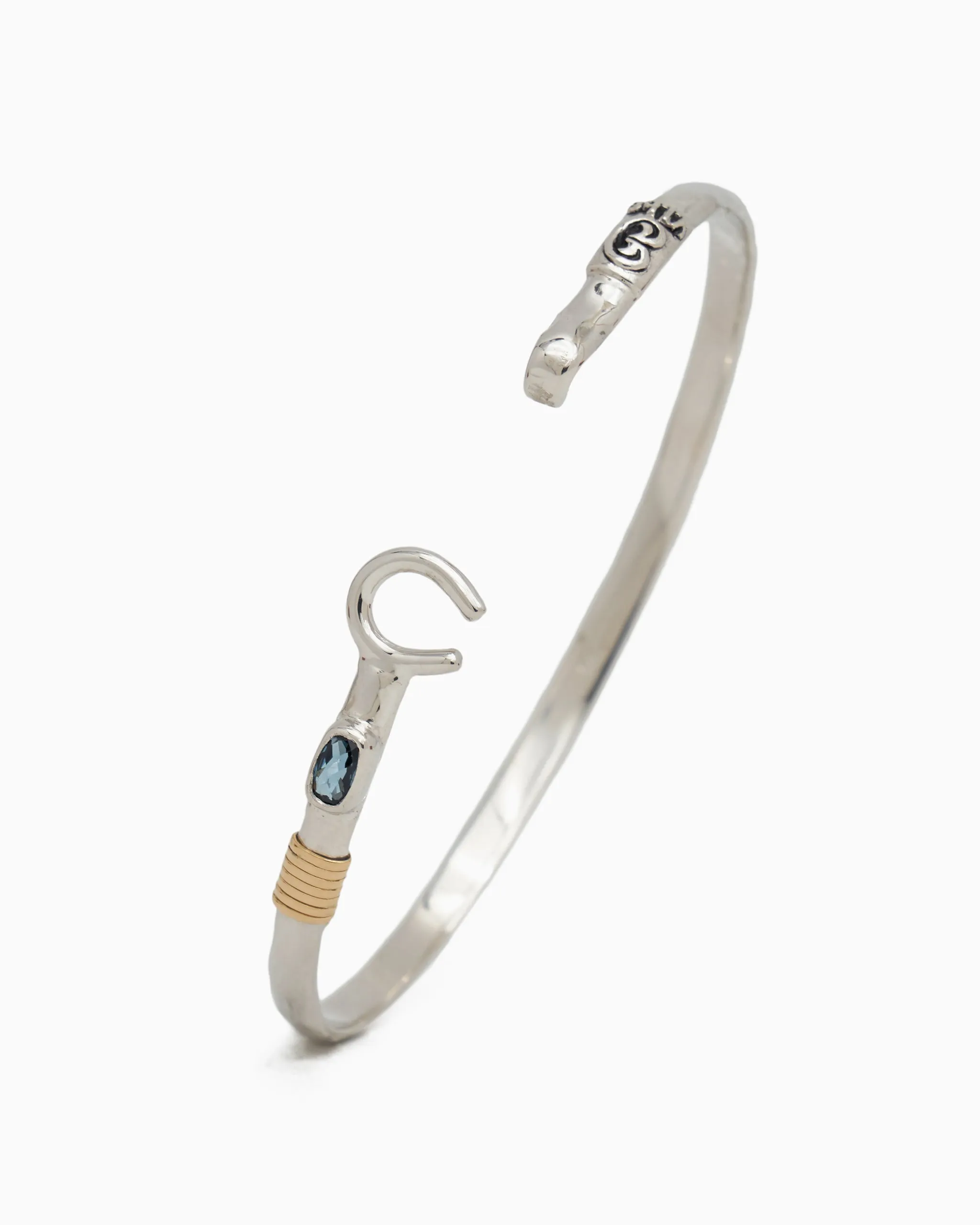 The Hook Bracelet with Stone, 4mm - London Blue Topaz