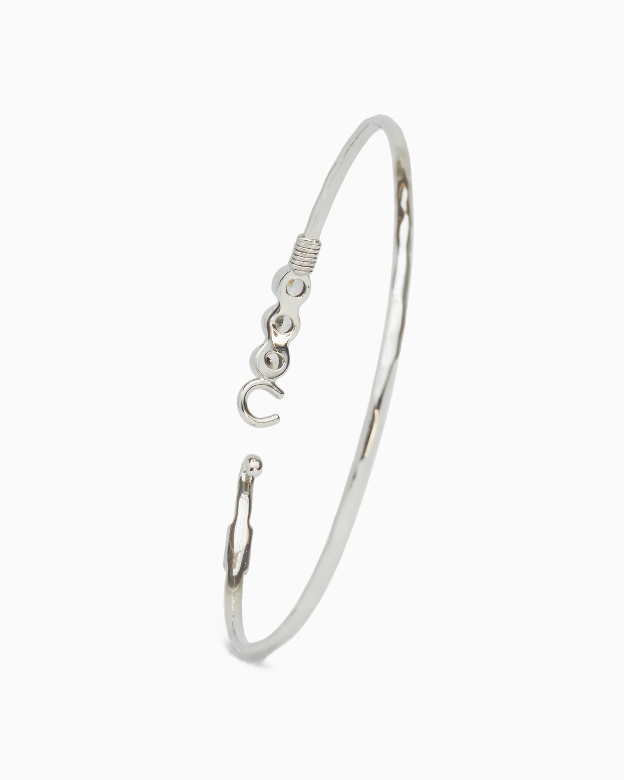 The Hook Bracelet with Triple Stones, 2mm - Triple Zircon