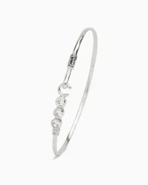 The Hook Bracelet with Triple Stones, 2mm - Triple Zircon