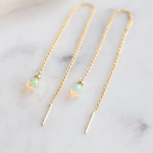 The Opal Thread Earrings | Yellow Gold Filled
